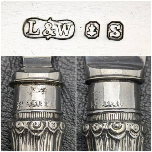 1900 年左右英國古董銀盤魚服務器套裝